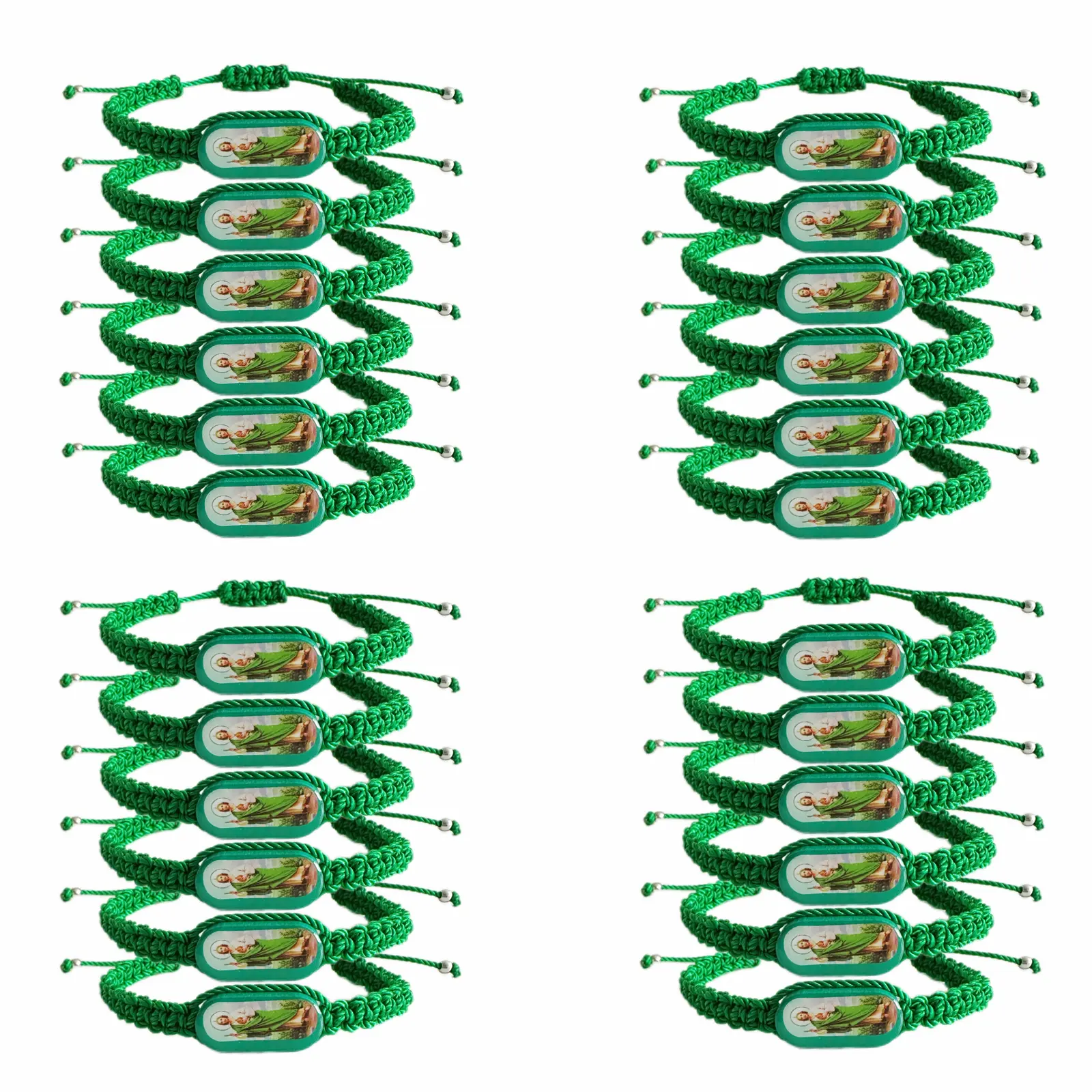 24 Pack Saint Jude Tadeo Jesus Bracelet Set, Handmade Green Thread Mexican Rosary Prayer Bracelets, Inspirational Catholic Faith Gift Jewelry, Prayer Bracelet