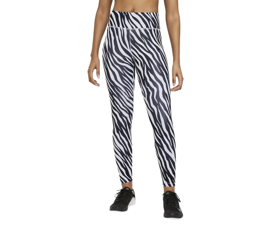 NIKE Women's Premium Zebra Print Leggings - Female Athlete Activewear Bottoms with Bold Pattern for Training