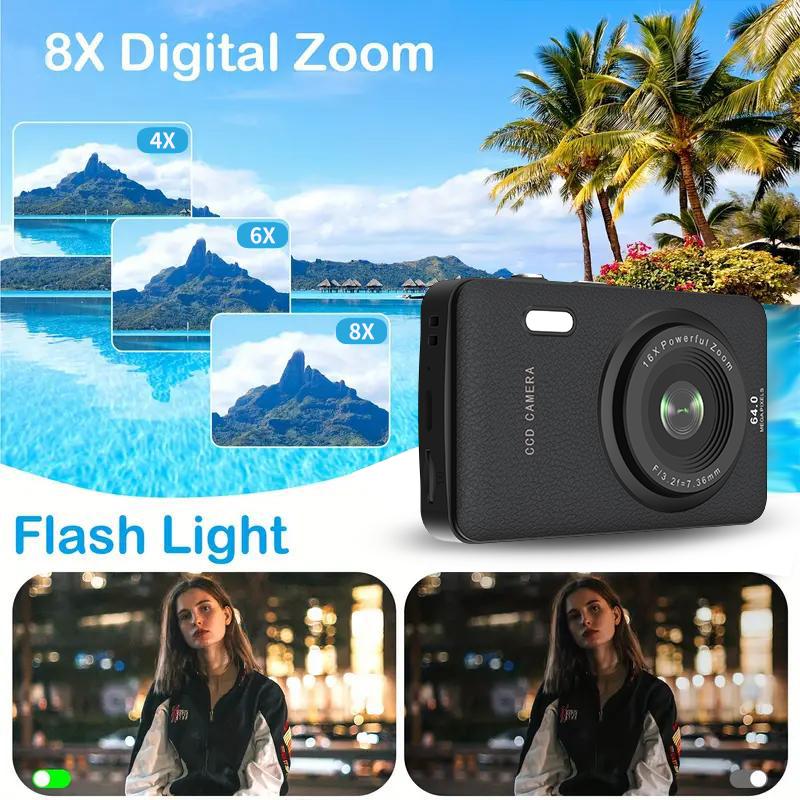 W&O Digital Camera,Portable CCD Cameras Gifts,HD Digital Video Cameras Toddler,Portable Toy 3-10 Ages Girls Boys,32GB TF Card Rechargeable Wireless