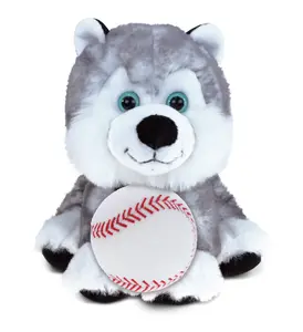 SUPER SOFT PLUSH - FLOPPY HUSKY WITH BASEBALL PLUSH