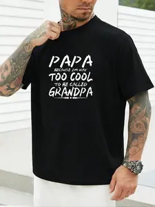 Men's  Slogan Print Round Neck Tee, Casual Short Sleeve Graphic T-shirt, Men's All Seasons Outfit for Daily Wear