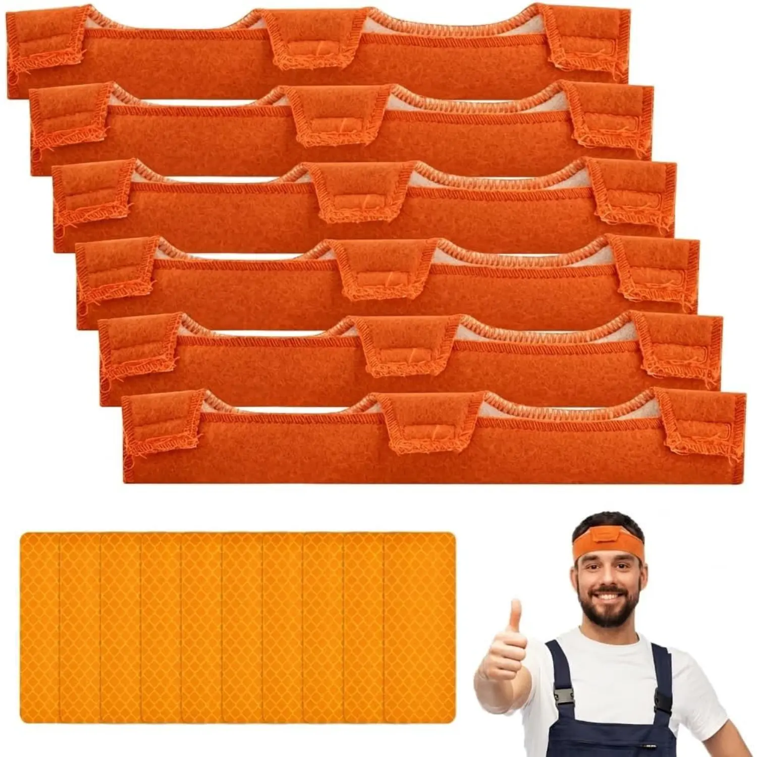 6 Pack Hard Hat Sweatbands with 10 Reflective Strips Washable Helmet Liners for Construction Work