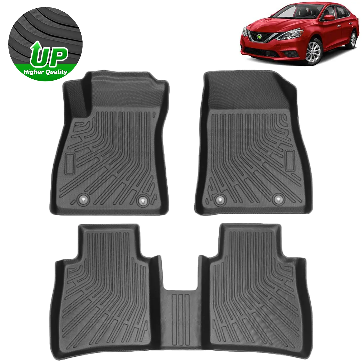 Floor Mats for Nissan Sentra 2012-2019 All Weather Floor Liners 1st and 2nd Row TPE Rubber High Side Non-Slip