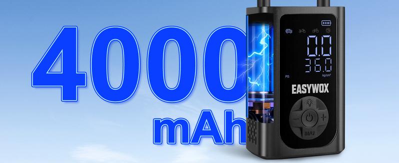 Easywox Portable Wireless Tire Inflator 150PSI Smart Air Pump with LED Light & Rechargeable Battery for Cars Motorcycles Bikes and Daily Use