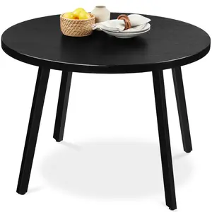 Best Choice Products 35.5in Mid-Century Modern Round Dining Table w/ Steel Legs, Adjustable Feet