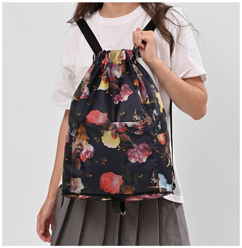 Foldable Drawstring Lightweight Backpack Portable Stylish Large Capacity Travel Storage Bag Basketball Bag