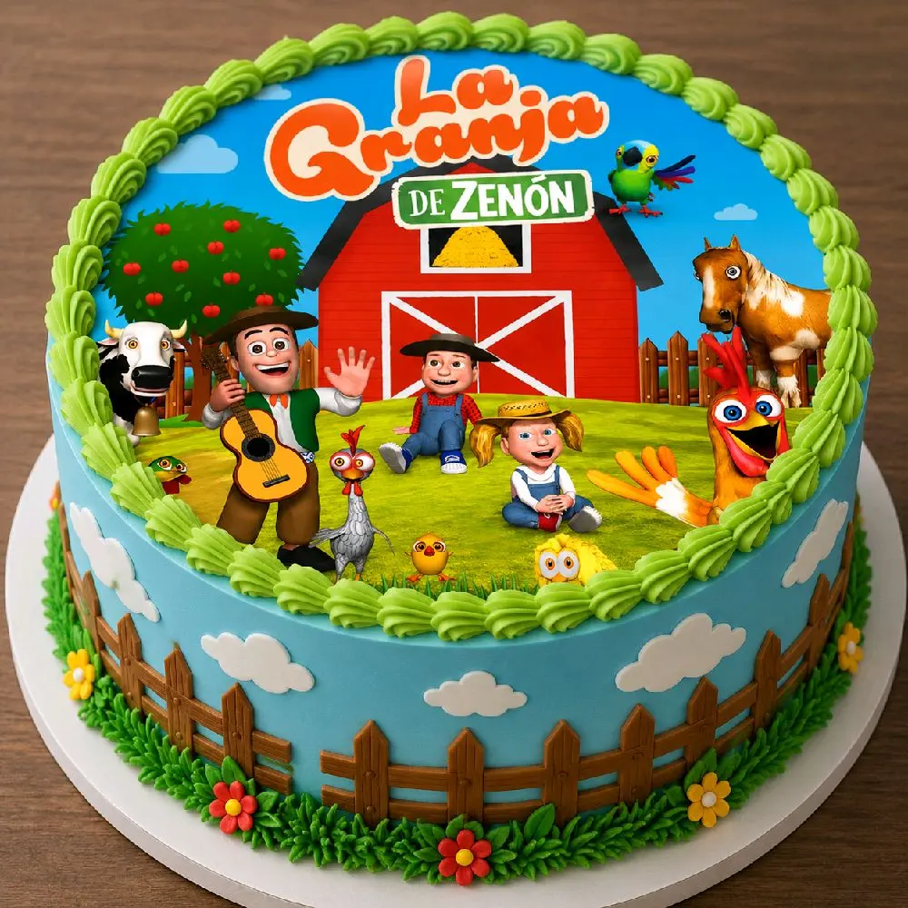 8-Inch Round Farm Animal Themed Edible Printed Wafer Paper Cake Toppers, Icing-Compatible, Colorful Cartoon Festive Party Supplies for Birthday Cake Decorations, Topper