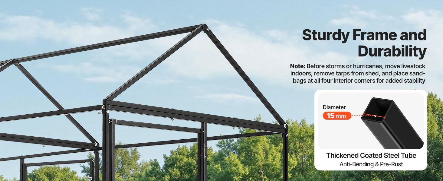 VEVOR Metal Chicken Coop for 4-6 Chickens, 3.3 x 6.6 x 3.3 ft, Small Chicken Cage with Waterproof Cover & Double Doors, Spire Roof Poultry Run Compatible with Wooden Coops, for Rabbit Hen Goose Duck#BackToSchool VEVOR Metal Chicken Coop for 4-6 Chickens, 3.3 x 6.6 x 3.3 ft, Small Chicken Cage with Waterproof Cover & Double Doors, Spire Roof Poultry Run Compatible with Wooden Coops, for Rabbit Hen Goose Duck#BackToSchool
