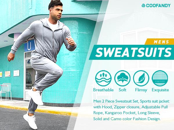 COOFANDY Sweatsuits for Men 2 Piece tracksuit Sets Full Zip Hoodie Sweatpants for Men Casual Sports Jogging Suits S-4XL