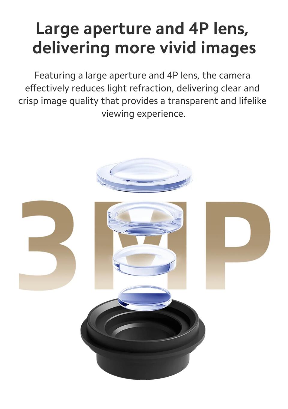 Xiaomi Smart Camera C301 Wireless 3MP ultra-clear visual experience, Human detection and active alert, Night Vision, Real-time two-way voice calls Safety Card Chip Lens