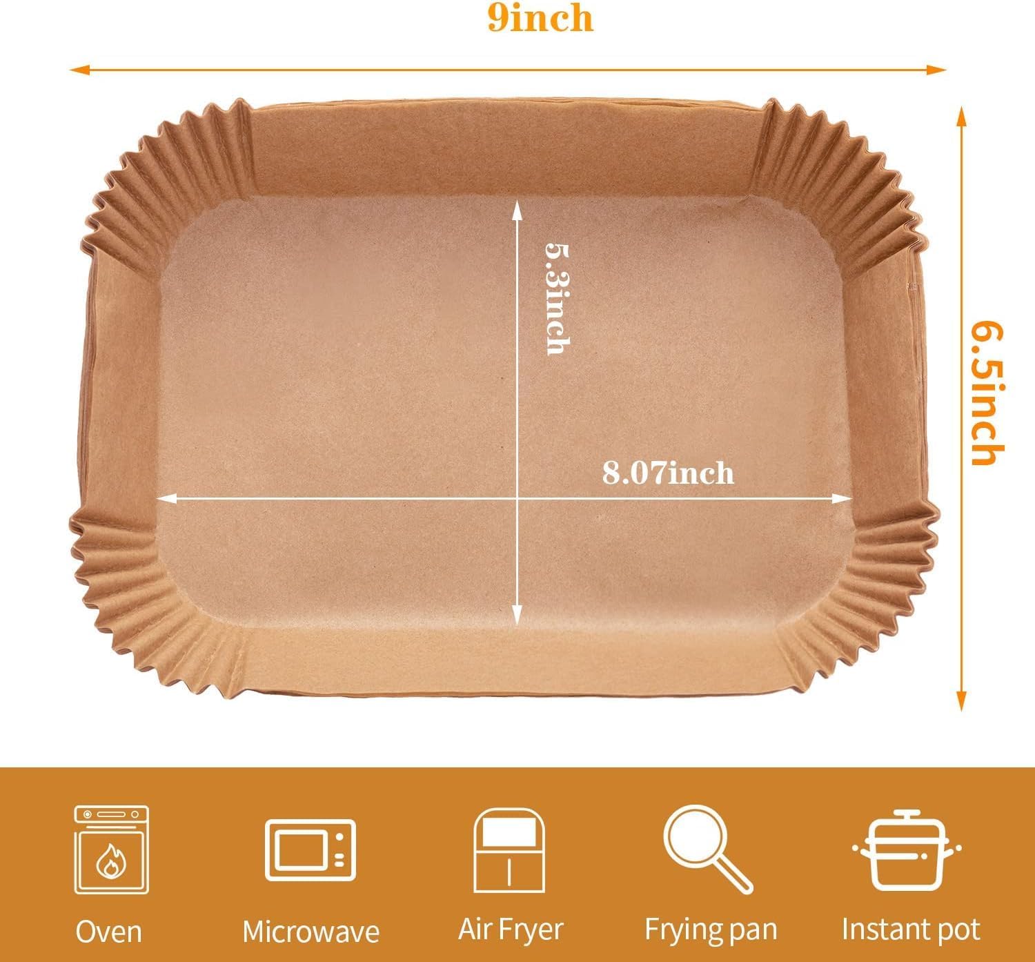 Air Fryer Disposable Paper Liner, 100PCS Food Grade Parchment Liners for Ninja DZ201,Ninja Foodi Dual Air Fryer Accessories Baking Paper (9 * 6, Natural)