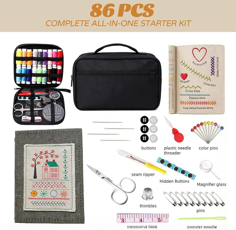 MUNBYN  2026 Upgraded Embroidery Stitch Learning Book Kit, DIY Hand Embroidery Practice Book with Sewing Kit, 108 Stitch Patterns for Beginners & Experienced Crafters (1 Pack)