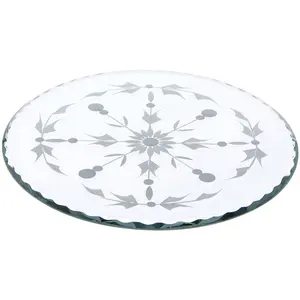 Plymor 8" Round, 5mm Thick Beveled Etched Glass Mirror Circle