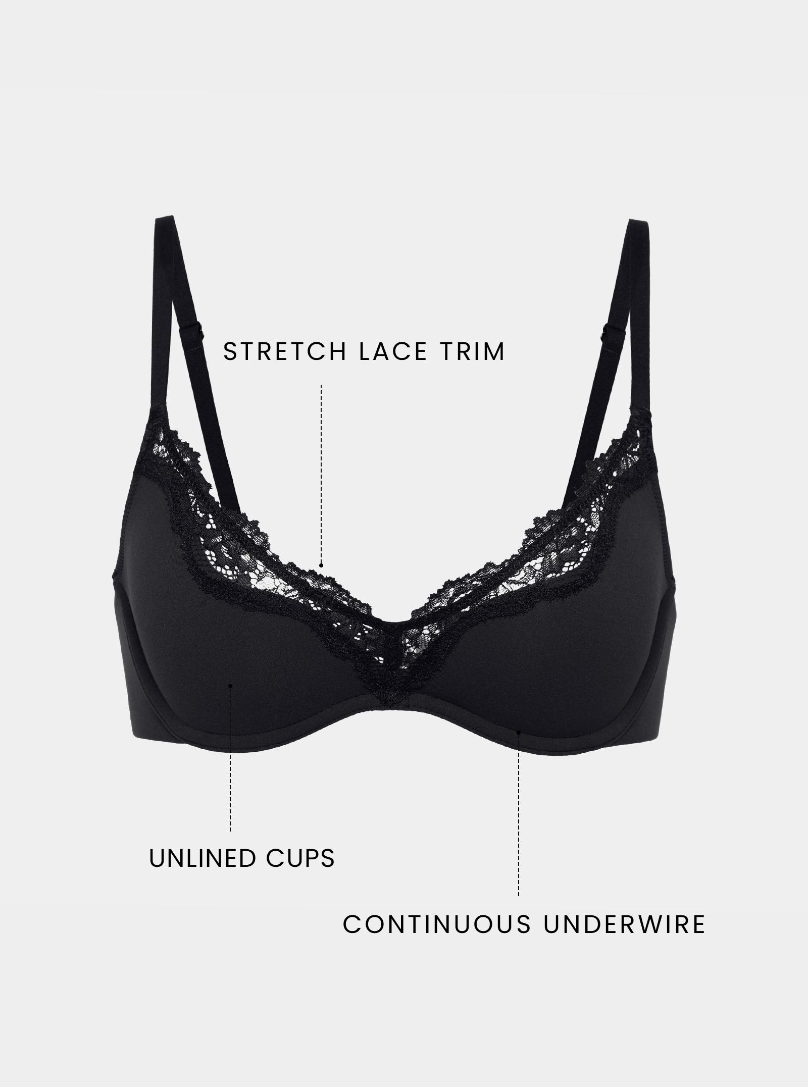 DOBREVA Women's Unlined Plunge Scoop Bra Lace Trim Balconette Sexy Underwire Demi Bras Deep V