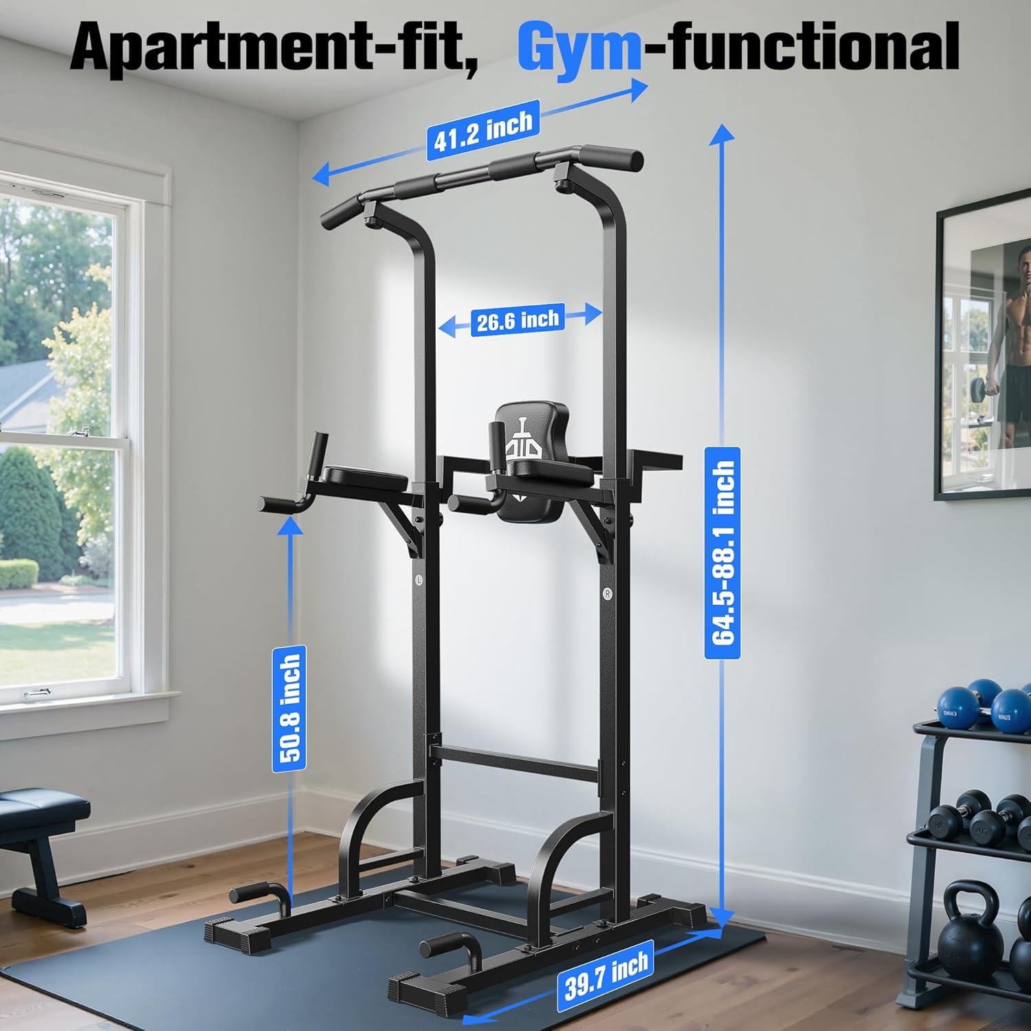 Sportsroyals Power Tower Pull Up Bar Station, 450LBS Stable Pull Up Dip Station for Home Gym Strength Training Equipment #SpringStatements
