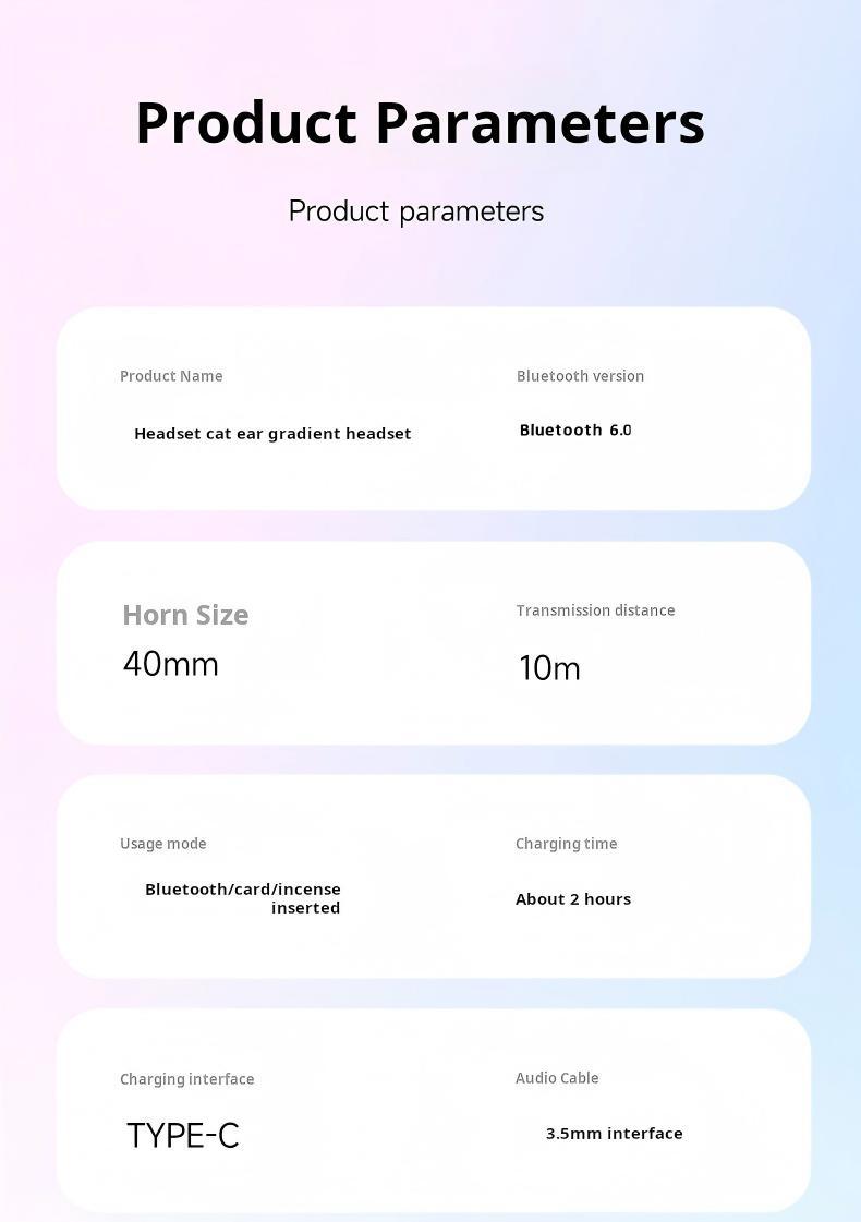 Wireless Bluetooth Cat Ear Headphones with Built in Microphone LED Light Up Foldable Over Ear Headphones for Phone Tablet iPad Laptop Computer Cute Gift for Kids Teens and Adults