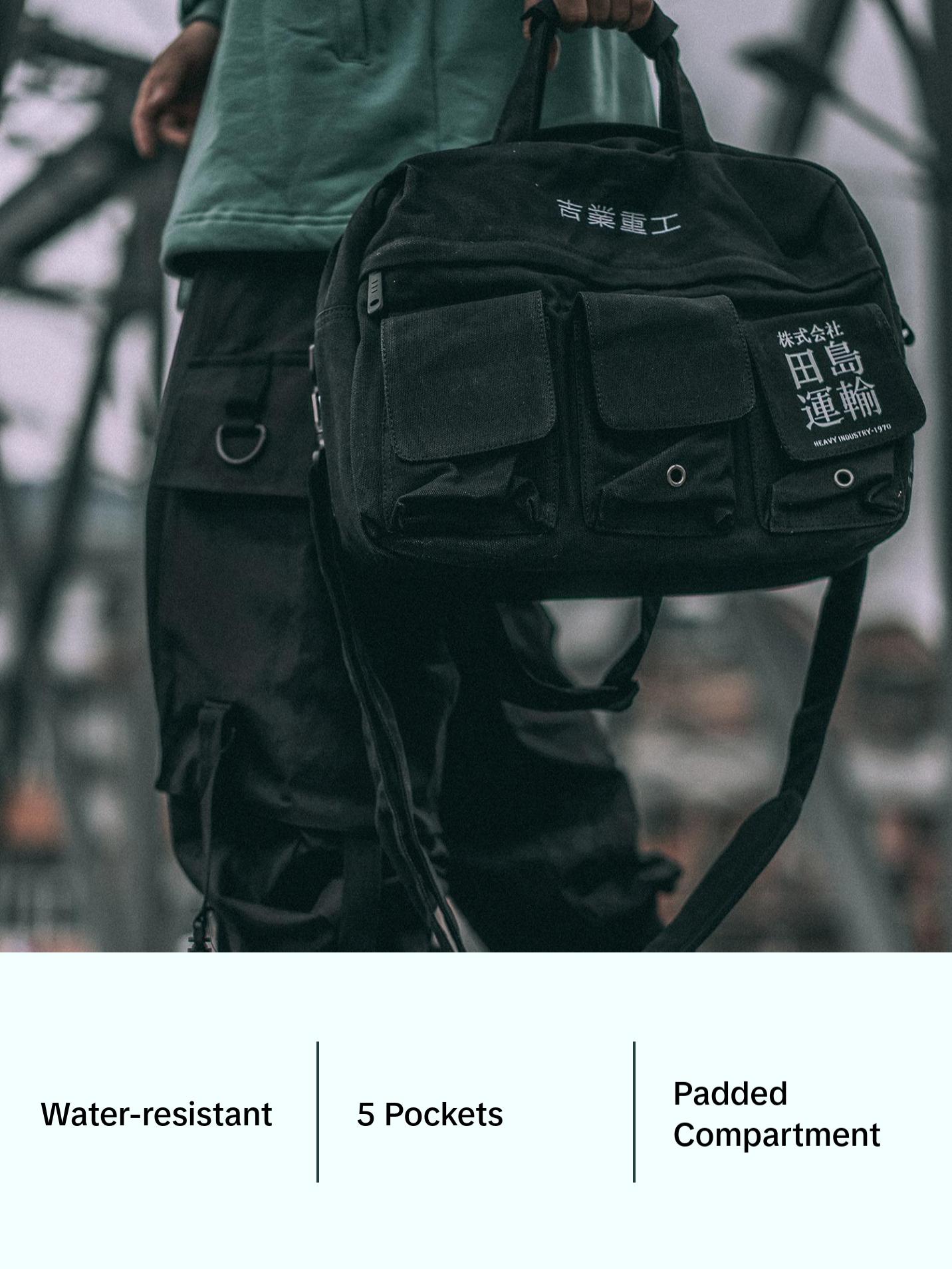 Hibag2 Niepce Streetwear Fashion Canvas Japanese Kanji Crossbody