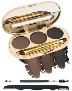 Eyebrow Powder Makeup Kit Eye Brow Tinting Powder Palette for Women Eyebrows Long-Lasting Waterproof, Dark Light Black Brown Brow Filler, Enhance & Define Brows, With Mirror
