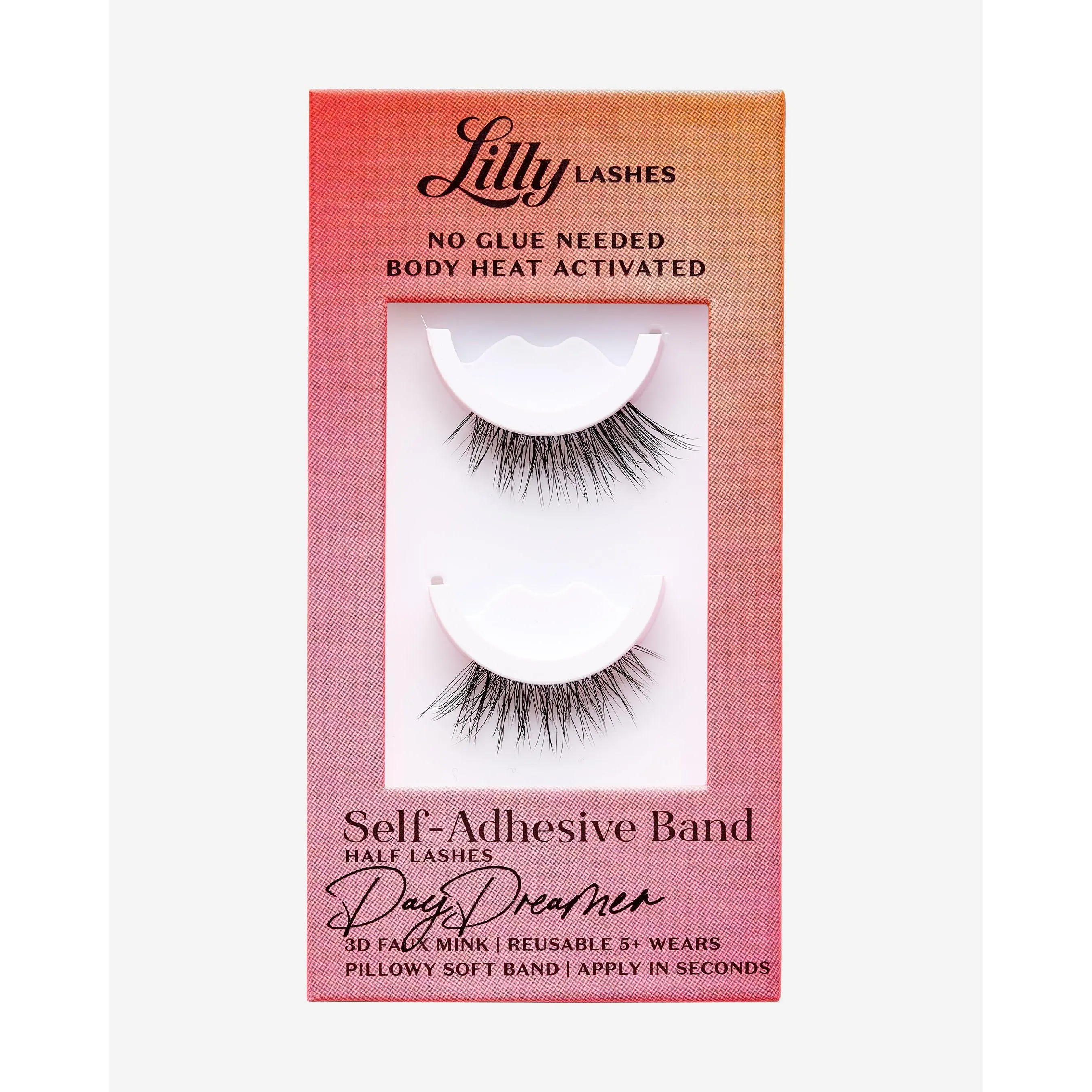 Self-Adhesive Eyelashes DayDreamer Half Lash | Lilly Lashes 3D Faux Mink | No Glue Needed, Body Heat Activated