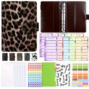 A6 Budget Binder for Savings, PU Leather Budget Planner with 12 Cash Envelopes, Budget Sheets & Rose Gold Category Stickers, Money Organizer for Cash important paper
