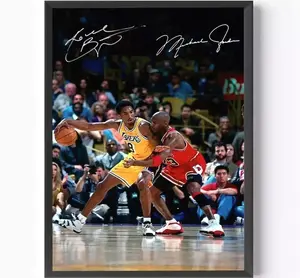 Newww!!! Michael Jordan Guarding Kobe Bryant Poster Print Unframed