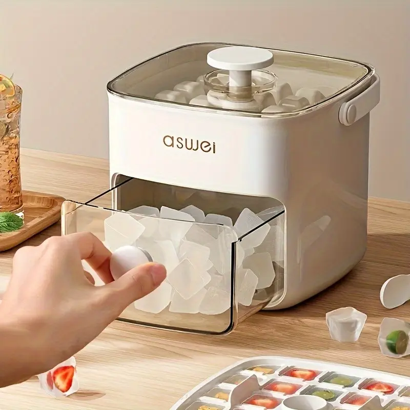 Handheld Ice Bucket, 48-Cell Ice Cube Tray, Ice Mold, Freezing Tool — Food-Grade, Large-Capacity, Home Press-Type Ice Cube Tray