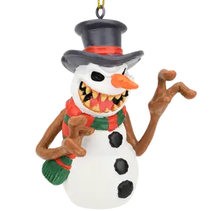 Tree Buddees Evil Snowman Halloween Horror Christmas Ornament Hand-Painted Resin Decoration 3 x 3 Inches Perfect for Halloween or Christmas Trees Indoor Spooky Home Decor Props