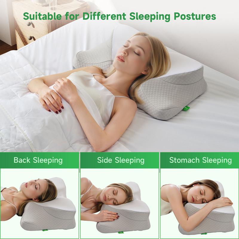 VIZIM Ergonomic Infinity Memory Foam Pillow, Semi-Wrapped Orthopedic Design with Adjustable Height, Cervical Neck Support for Side, Back & Stomach Sleepers, Breathable Cover