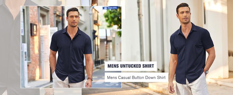 COOFANDY Fall Outfits  Thin Men's Shirt Wrinkle Free Dress Shirt Long Sleeve Button Menswear Stylish Casual