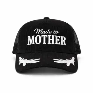 Made to Mother black corduroy trucker hat