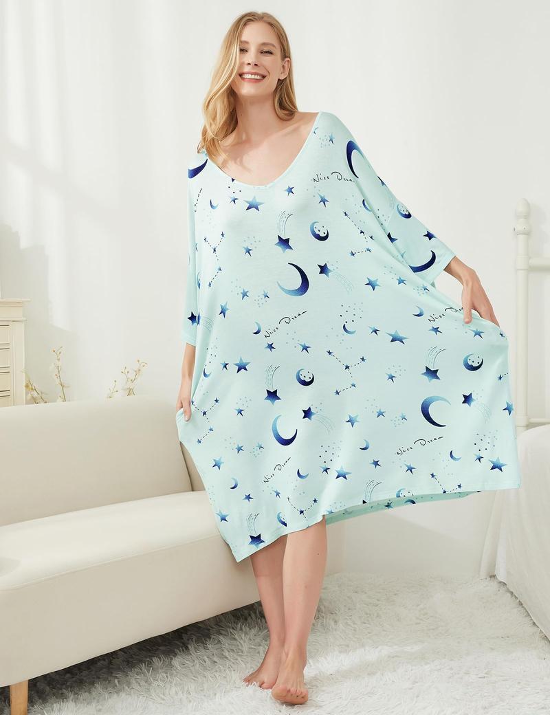 KFUBUO Plus Size Nightgown for Women V-Neck Sleep Dress Pjs Lounge Short Sleeves Sleepwear With Pocket Fit S-5XL Pajamas Elastic Loungewear Breathable Fabric KFUBUO Plus Size Nightgown for Women V-Neck Sleep Dress Pjs Lounge Short Sleeves Sleepwear With Pocket Fit S-5XL Pajamas Elastic Loungewear Breathable Fabric
