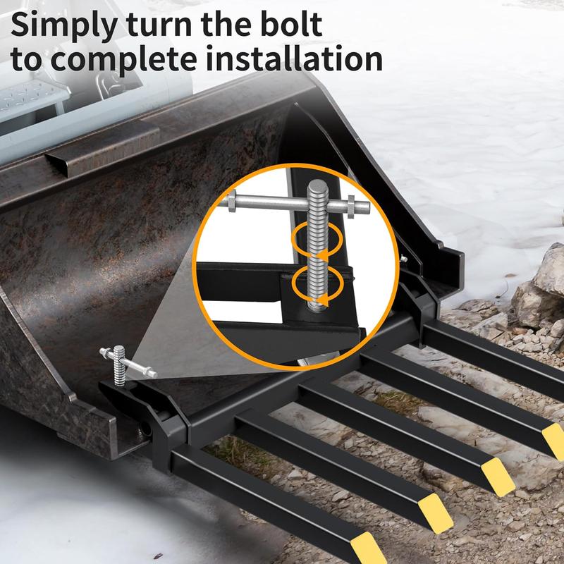 OEDRO Upgraded Clamp on Debris Forks - 48" 2500LBS Heavy Duty Quick Attach Tractor Bucket Pallet Forks with Helical Screw Design for Skid Steer, Farm, Construction, Warehouse Forklift