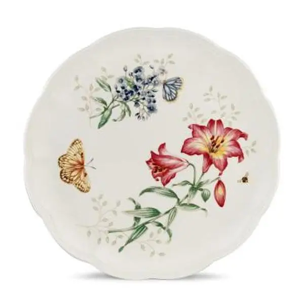 Lenox 6140891 Butterfly Fritillary Motif Scalloped Dinner Plate, Diameter 10.75 in, Dishwasher-Safe, Ideal for MDW