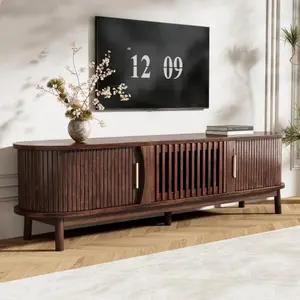 Bellemave  Modern Farmhouse TV Stand for 75" TVs, Wood Entertainment Center with Storage Cabinet, TV Console Table for Living Room, Bedroom