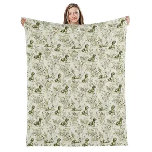 Dachshund Sage Green French Toile Blanket, Toile Throw Blanket for Doxie Lovers, Sausage Dog Blanket Blanket ,Dog Mom Plush Blanket Gifts