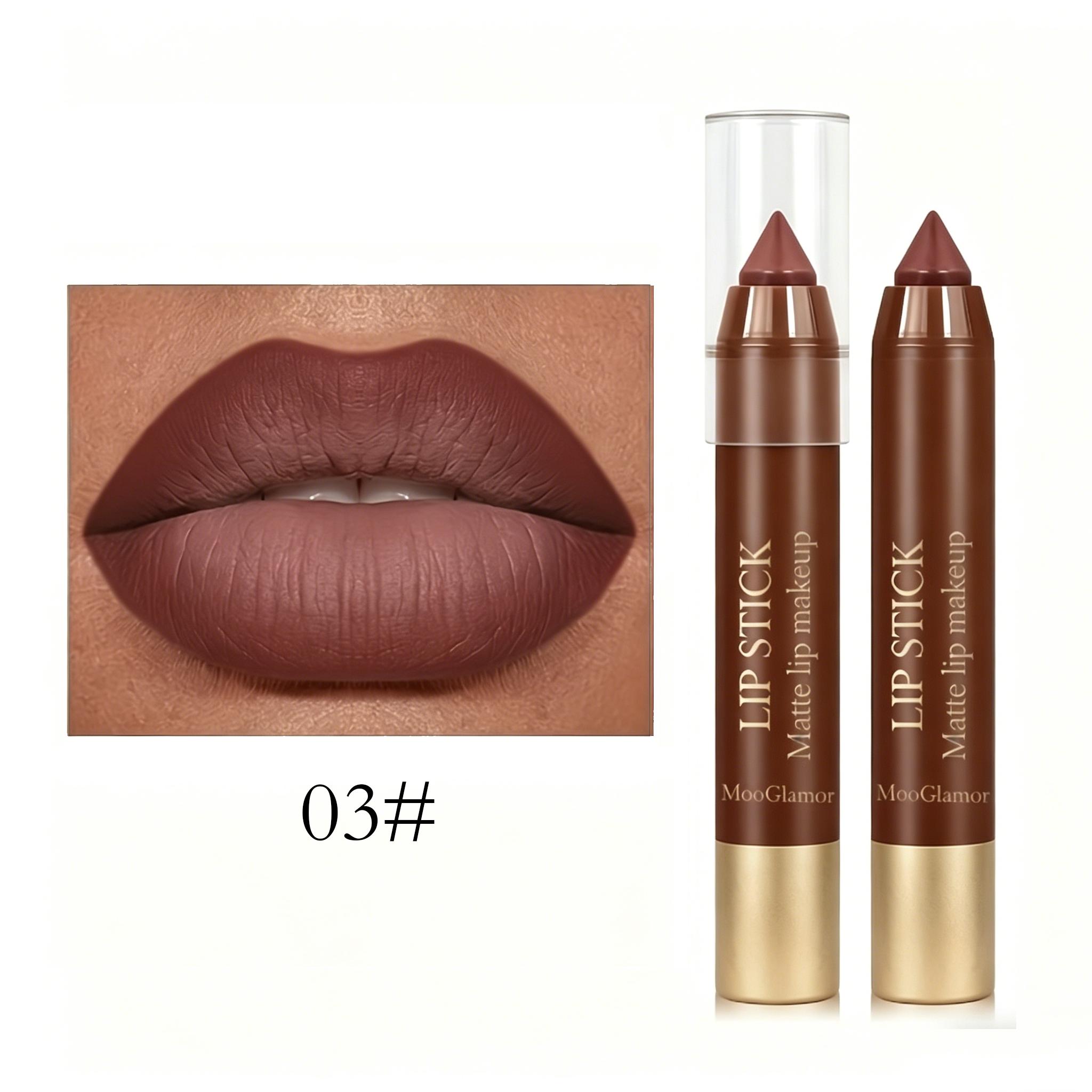 Mooglamor 6Pcs Matte Creamy Lipstick Pencil Set Long Lasting Makeup Waterproof Transferproof Lip Pens Nude Brown Moisturizing Lip Glossy Smooth Cosmetics DealsForYouDays