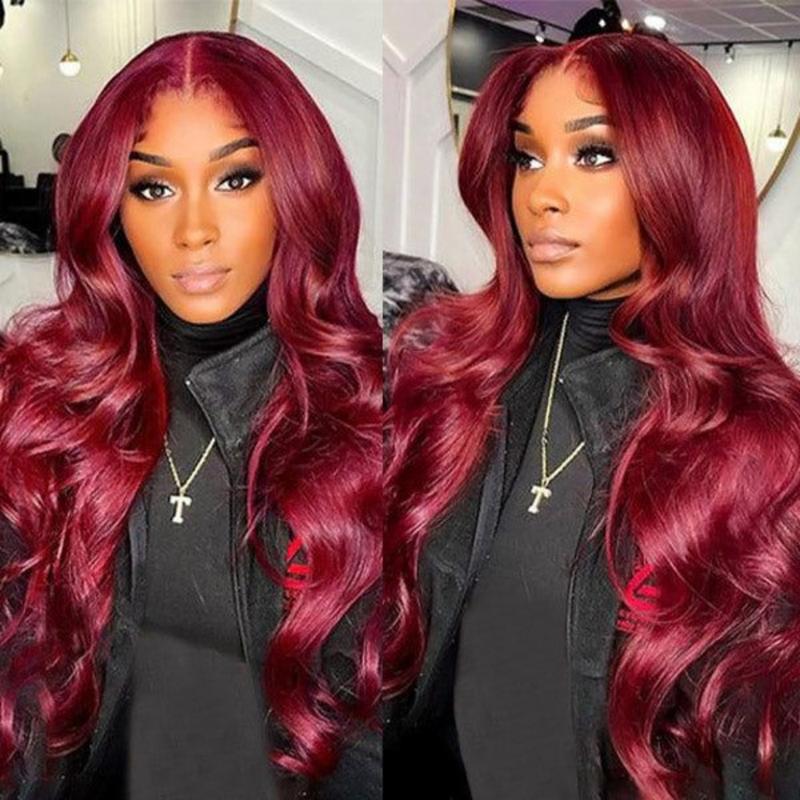 Bling Hair 32 34 Inch 13x6 Lace Front Wigs Human Hair Pre Plucked 99j Burgundy Body Wave 13x4 Lace Front Wigs For Black Women 180 Density
