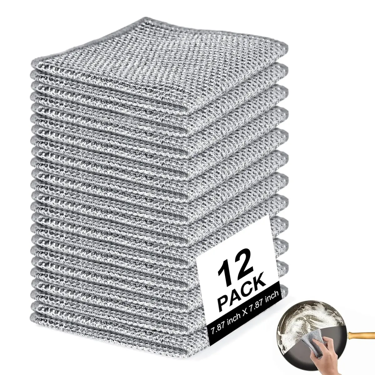 12Pack Non Scratch Wire Dishcloth,Wire Dishwashing Rag for Wet and Dry,Washable Dish Rags No Odor,Cleaning Pads Steel Scrubber for Cookware, Sinks, Dishes, Stove Tops,back to school,back to school haul