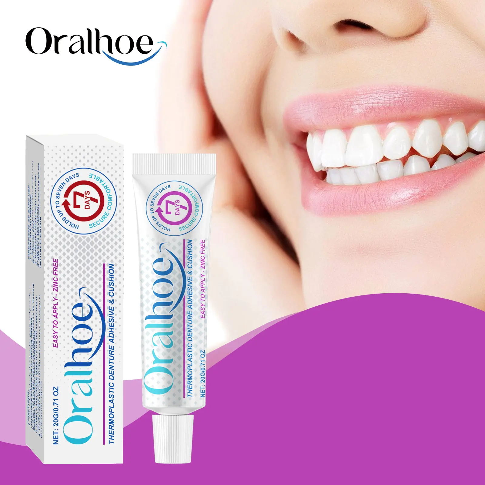 Denture Adhesive Cream for Adults, 20g Thermoplastic Formula with Glycerin, Cellulose & Silica – Secure Stabilizing Hold, All-Day Moistening Comfort, Irritation-Free Oral Care