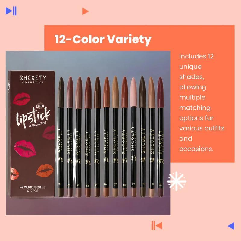 Long Lasting Matte Lip Liner Set, Tinted Lip Liner, Easy Coloring, Suitable for All Occasions Lip Makeup, Girls and Women Makeup Accessories, Makeup Products, Lip Stain, Lip Liner Pencil, Lightweight Lipliner, Lip Liner Kit, Cosmetic