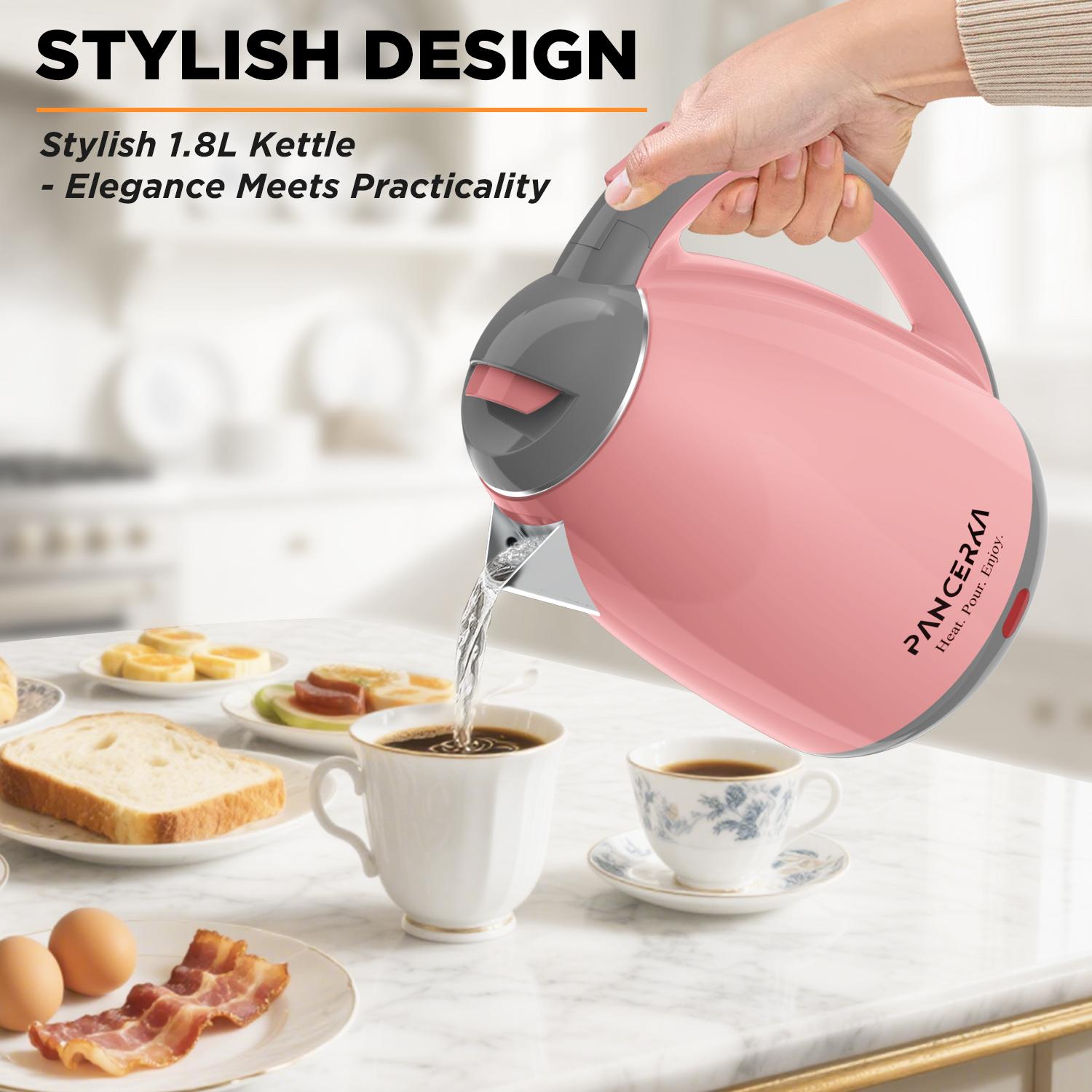 PANCERKA Electric Kettle 1.8L 1000W, BPA-Free Auto Shut-Off Tea Kettle & Electric Tea Pot, Fast Heating Anti-Scald Design for Coffee, Tea, Hot Water