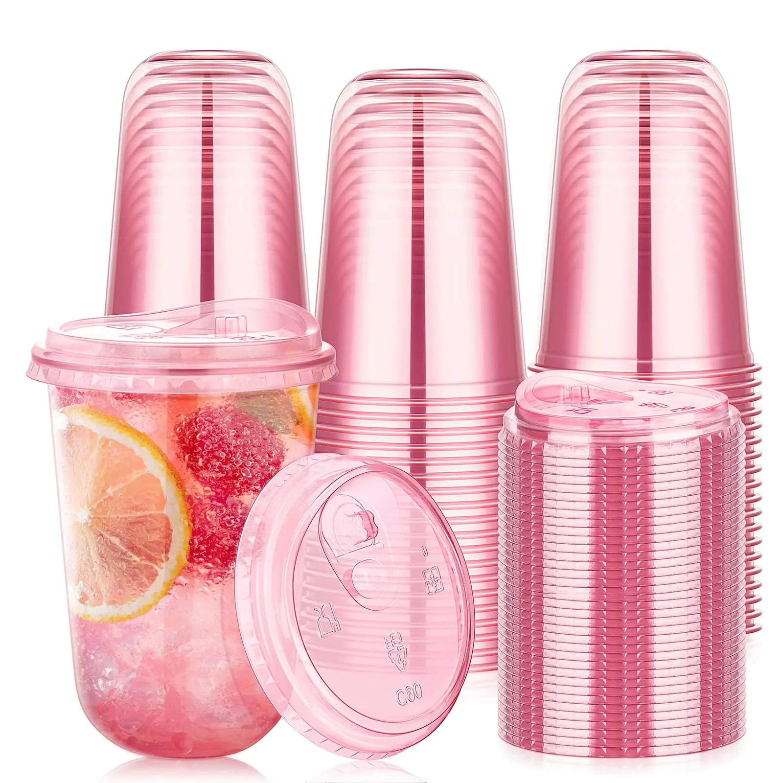 Summer Wins Kesaplan TO GO CUPS 50 Pack 400ml ＆300ml Disposable Iced Coffee Cups with Strawless Lids Clear Plastic Sip Lids for Party Wedding Catering Events To Go Cups for Cold Drinks Smoothie Milkshake Lemonade Bubble