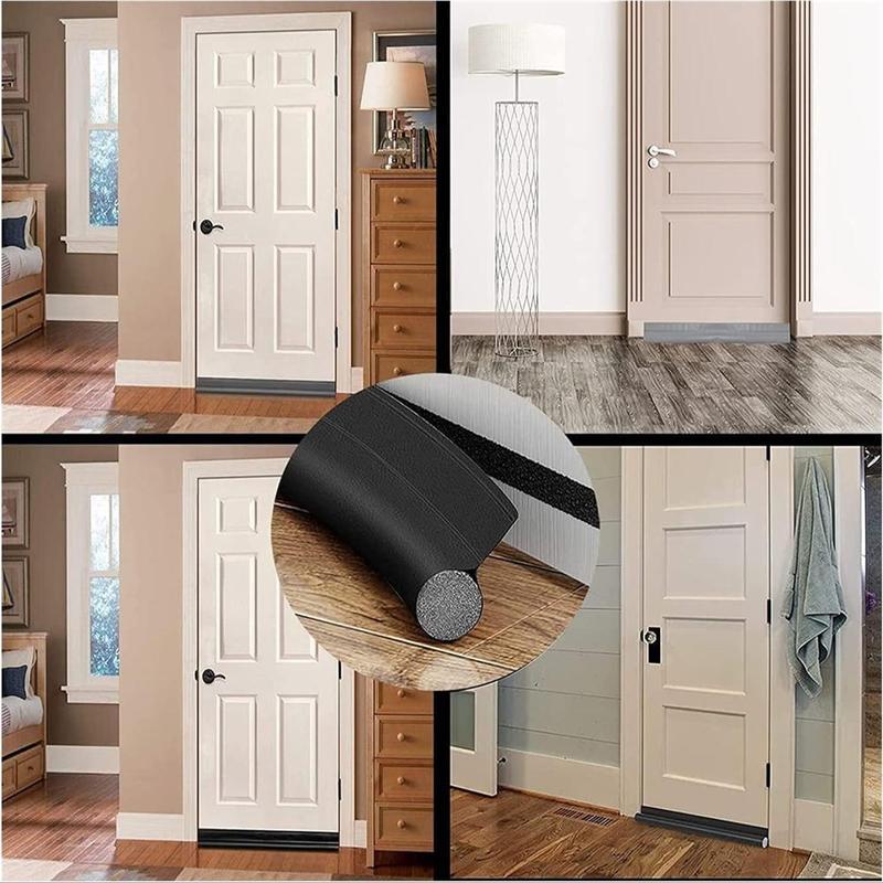 36" Door Draft Stopper-Adjustable Black Door Seal Strip for Bottom of Doors, Weather Stripping Draft Guard