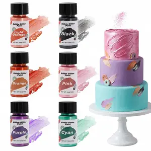 Edible Glitter Pigment Set - 6-Piece  Edible Food Cake Pigment, Suitable for Cake Decoration, Baking, Cupcakes, and Candy - Liquid Pearl Pigment for Cookies, Fondant, and Donuts - Style B