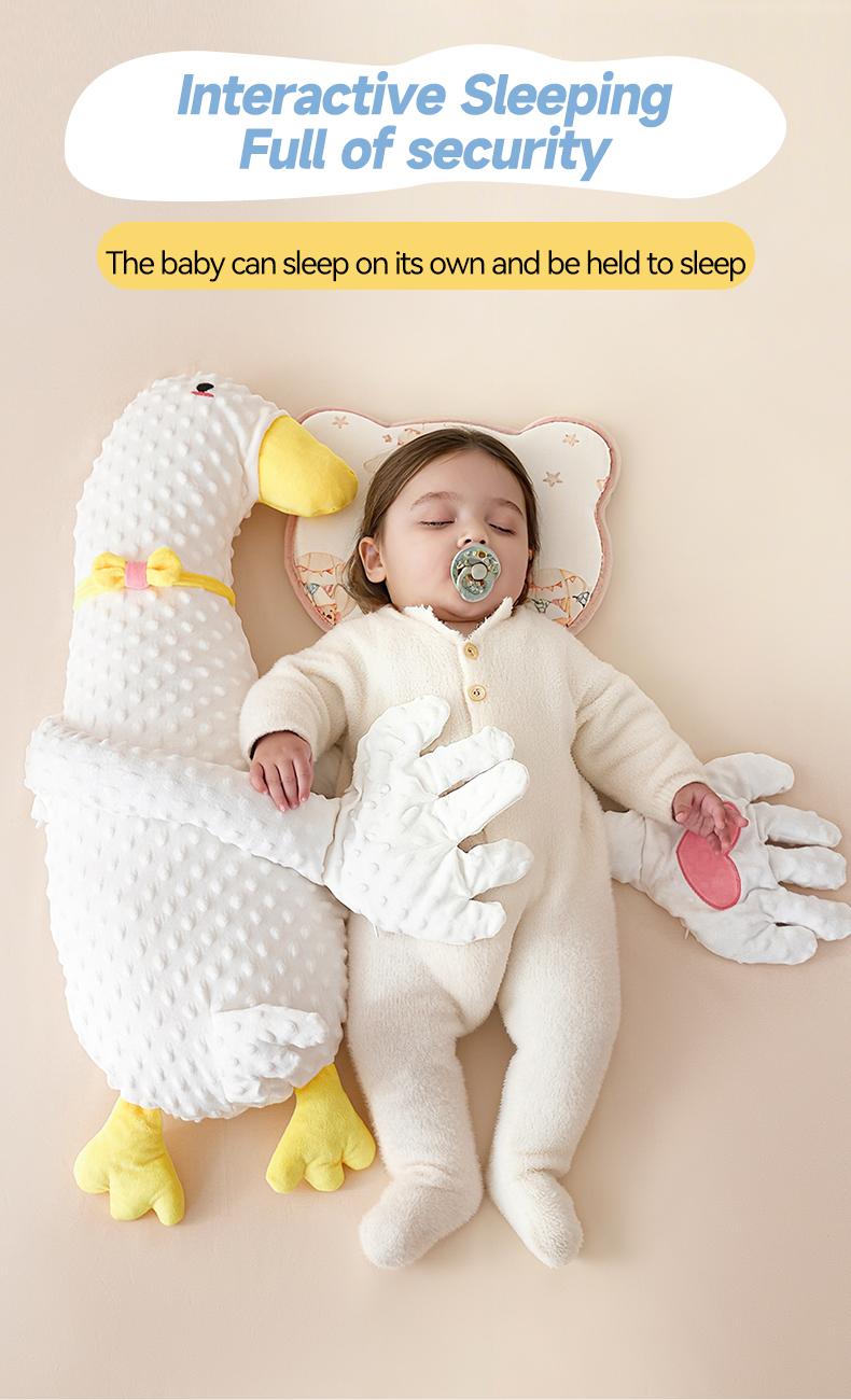 Big White Goose Baby Soothing Pillow Soft Cotton Hugging Sleep Aid Cushion for Newborns with Remote Control Three Adjustable Modes