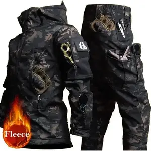 New Men's Winter Jacket Tactical  Sets FleecedWindproof Waterproof Padding Suits  Uniform Pockets CamoGift