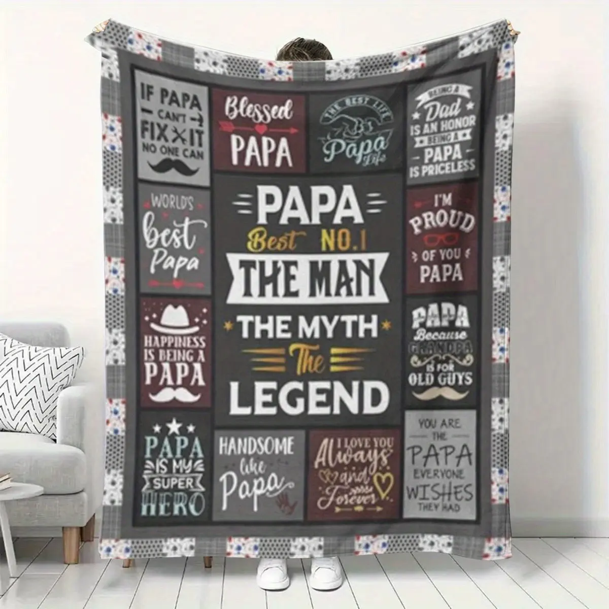 Custom Personalized Body-Warming Flannel Fabric Blanket - Funny Papa Quote Design, Plush Fuzzy Texture, Multi-Size Throw, Bedroom Sofa Accessory, Ideal Father's Day Birthday Gift for Papa, Custom Blanket, Personalized Blankets