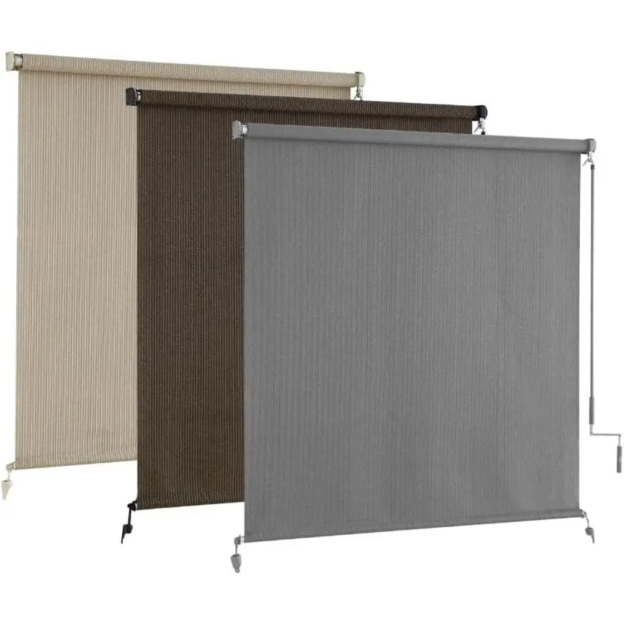 Outdoor Roller Shades,Cordless Patio Shades Roll Up Outdoor Blinds,Roller Blinds Cloth for Porch Pergola Balcony Backyard Windows,48" W x 72" H,Grey