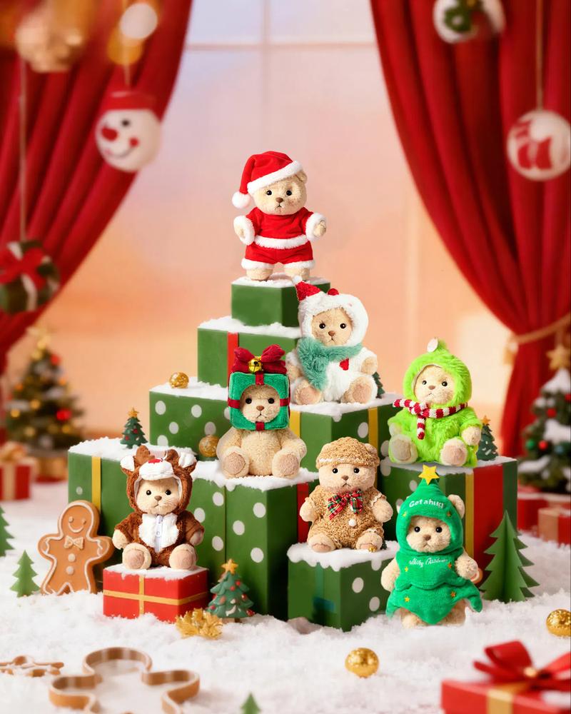 Christmas Handmade Jointed Teddy Bear | Getahug 12" Poseable Plushies, The Christmas & New Year's Gift, Collectible Stuffed Animal Spread Warmth & Joy, Cute Gifts for Girls grateful kids gifts