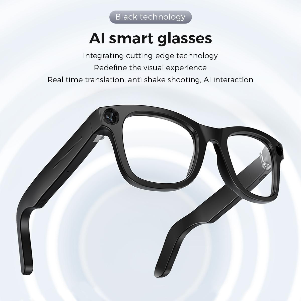 iVision6 AI Smart Glasses – 8MP Camera, Electronic Video Stabilization, AI Object Recognition, Translation for Selected Languages, Built-in Audio, Long Battery, Hands-Free Wearable for Travel, Outdoor & Daily Use